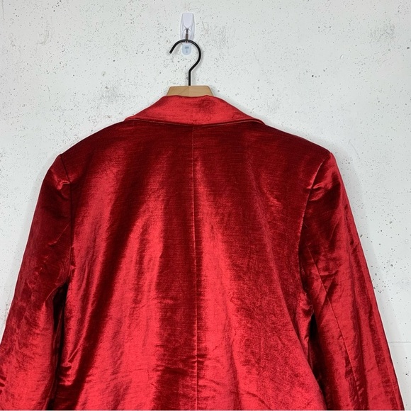 Free People Ashby Velour Celvet Red Oversize Byttin Blazer Jacket NWT Size M - Picture 7 of 10